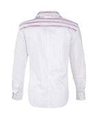 finley Alex White Blouse With Blue & Pink Stripe Colorblocking