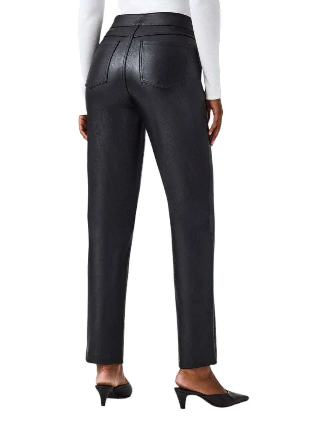 Spanx Leather-Like Straight Leg Pant - Luxe Black