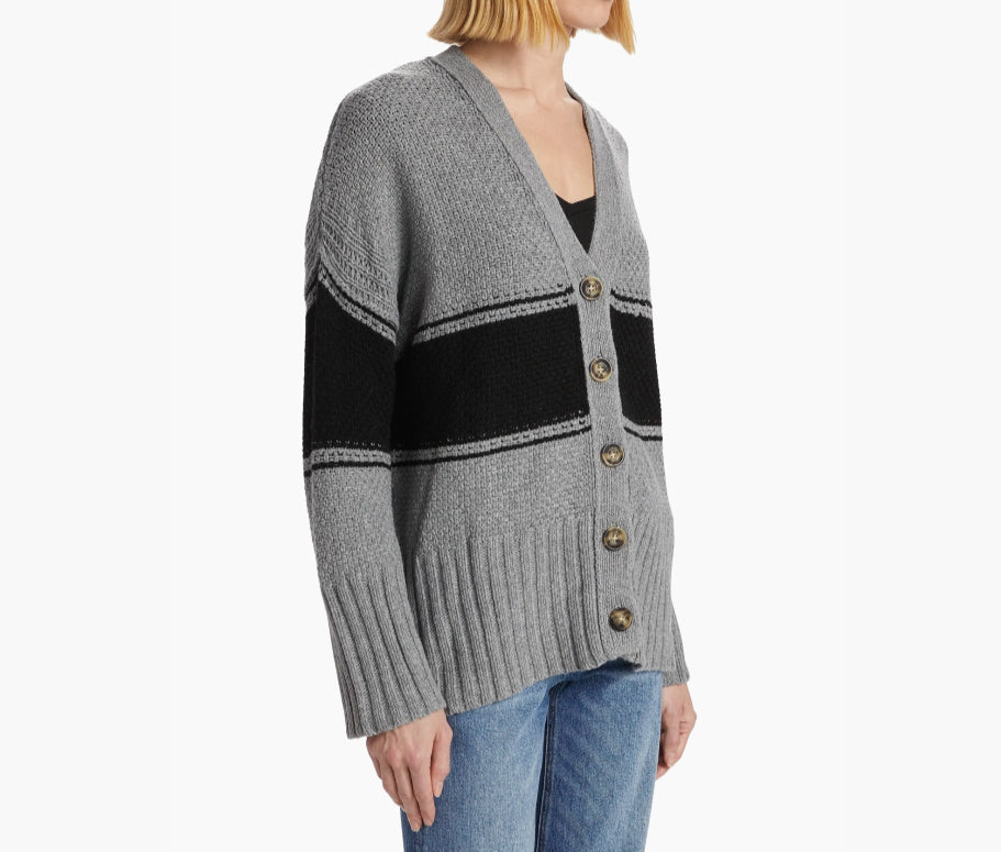 ATM Striped Oversized Cardigan - Cloud Grey