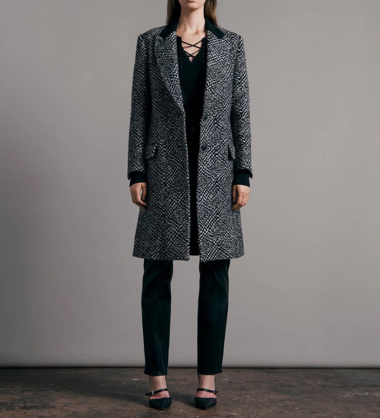 rag & bone Wooster Wool Blend Coat - Black/White