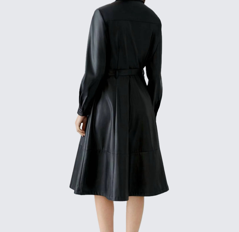 Oui Faux Leather Dress - Black