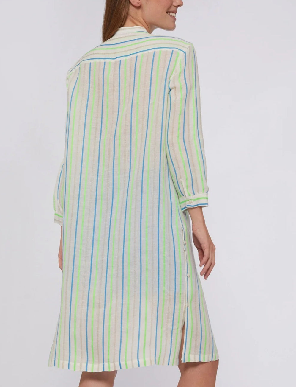 Vilagallo Rebecca Dress -  Neon Green Stripes