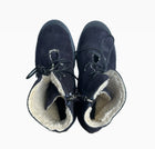 Lofina Lace Up Suede Boots With Shearling Interior - Navy