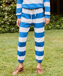 The Great. The Stripe Stadium Sweatpant - Blue/White