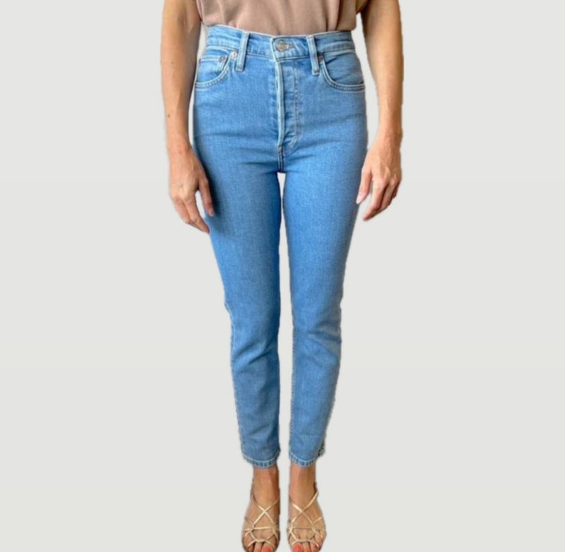 Re/Done 90s Ultra High Rise Ankle Crop - Blue Stone