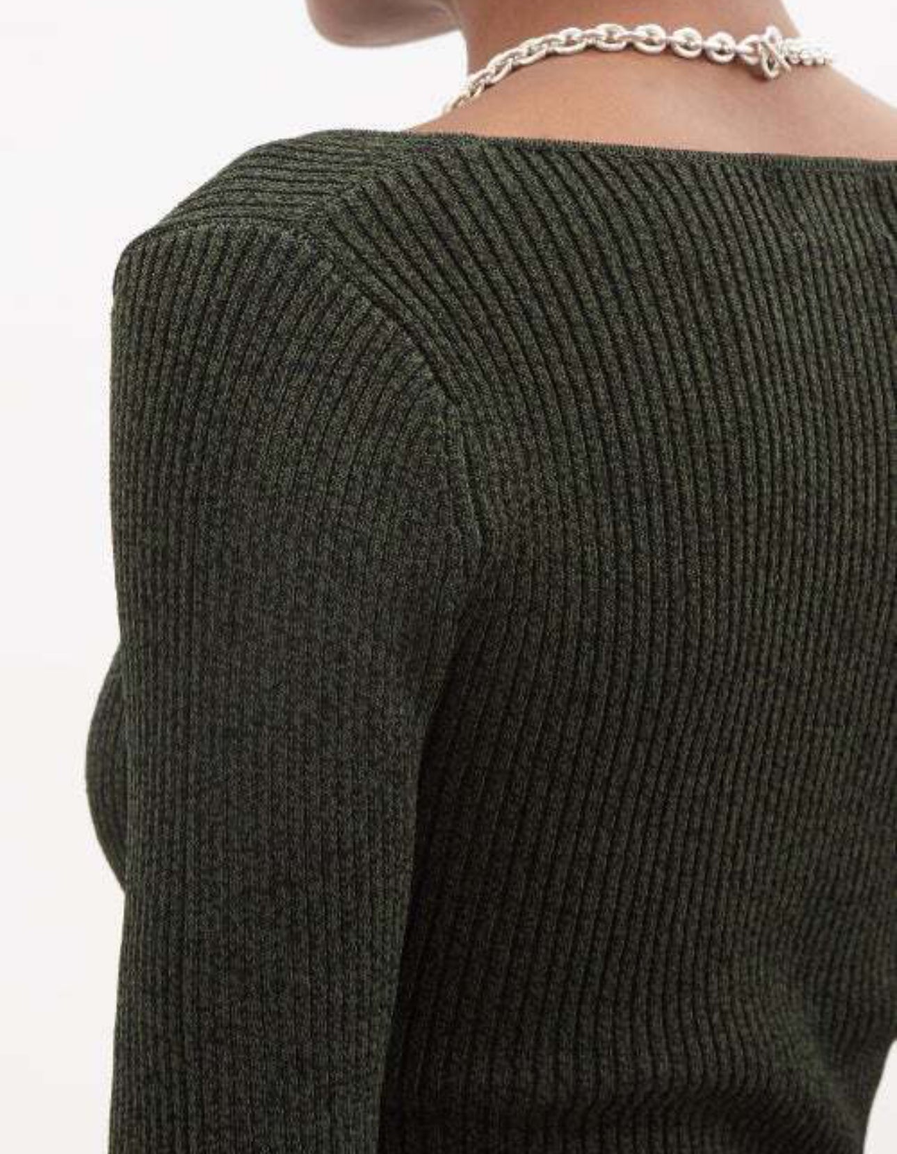 Ganni Mélange Stretch Knit Top - Dark Green