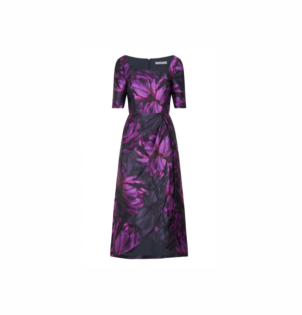 Kay Unger Tallulah Tea Length Dress - Cerise/Navy