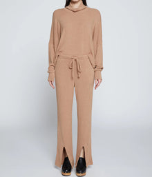 Stateside Rachel Chunky Rib Front Slit Tie Pant - Toffee