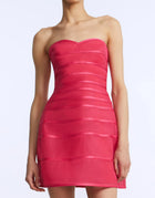 BCBGMAXAZRIA Sheer Volume Strapless Dress - Hot Pink