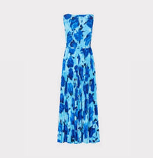 MILLY Jasmine Blurred Blossom Pleated Maxi Dress - Blue Multi