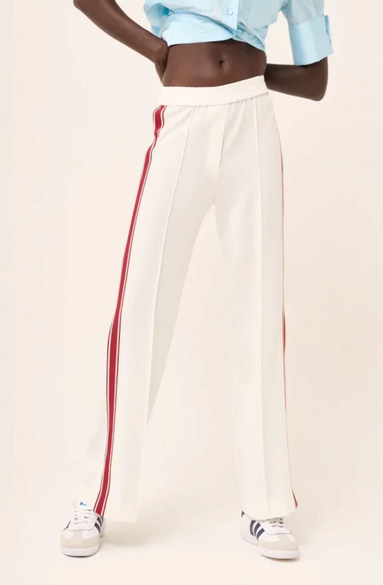 Le Stripe Luxe Tailored Track Pant - White/Red