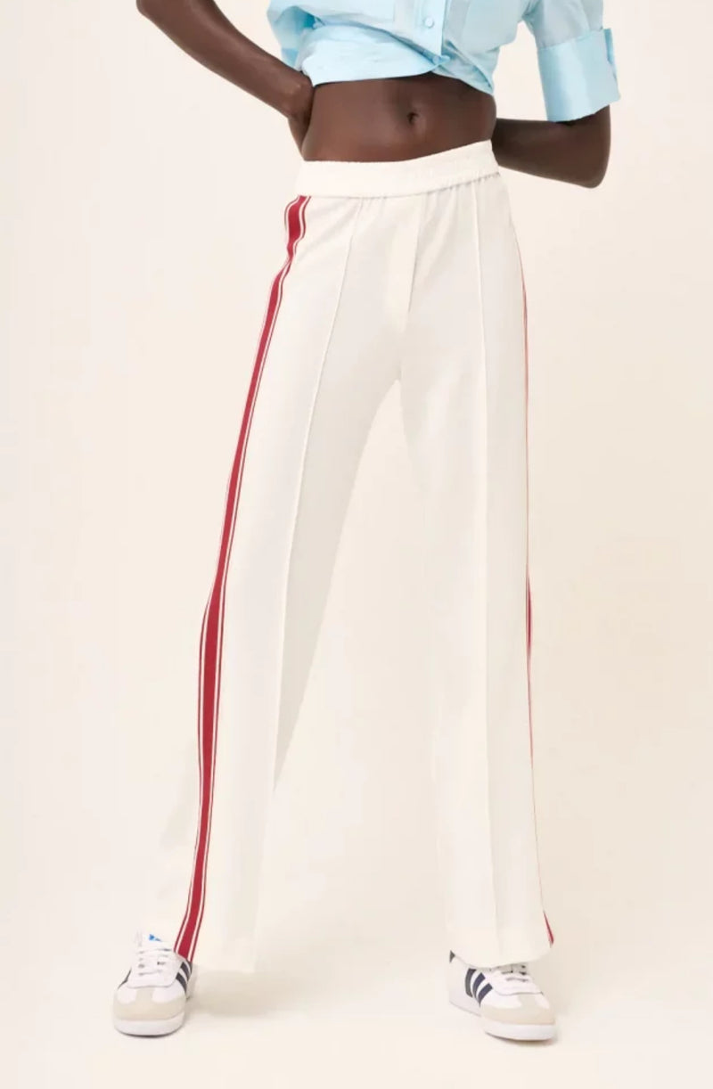 Le Stripe Luxe Tailored Track Pant - White/Red
