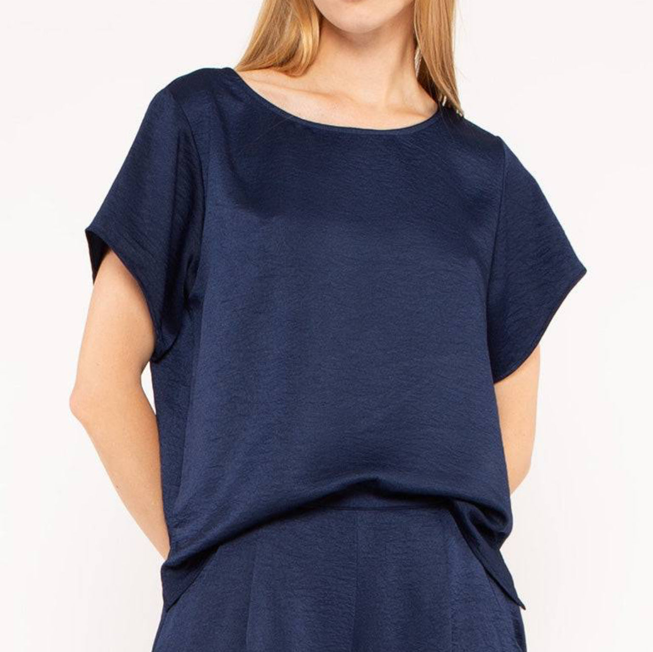 Ripley Rader Satin Crepe Everyday T-Shirt - Navy