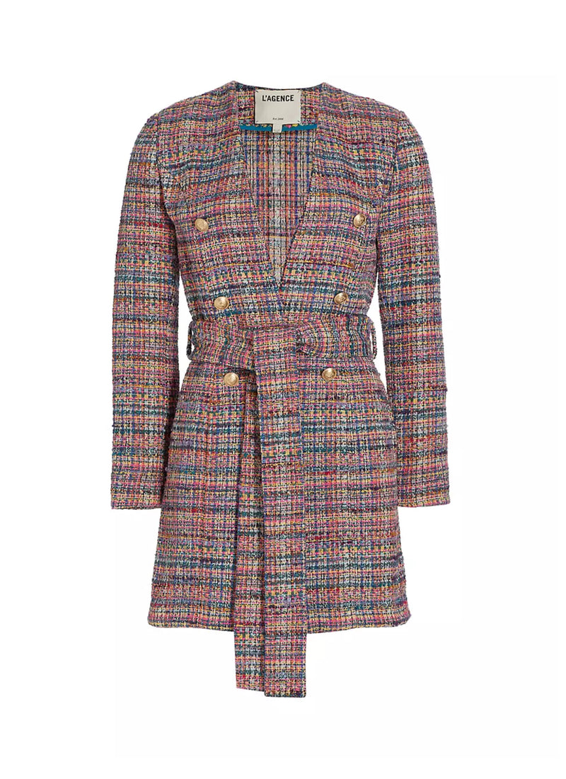 L’Agence Zuri Belted Tweed Jacket