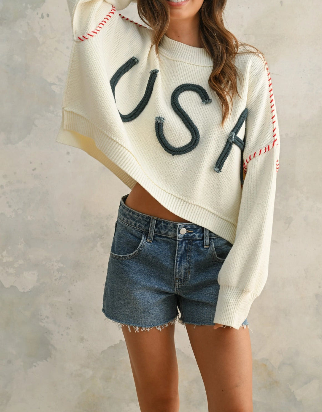 Miou Muse USA Forever Sweater - Off White
