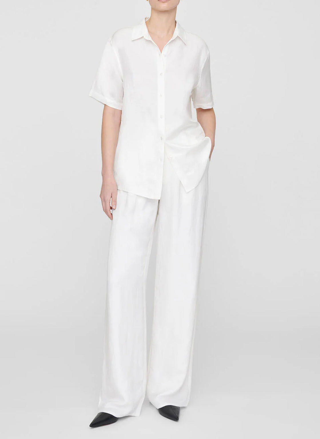 Anine Bing Carrie Linen Trousers - White