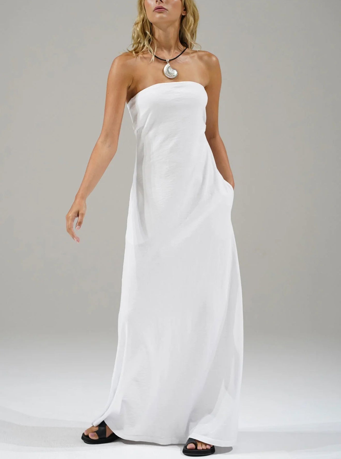 LNA Topanga Strapless Dress - White
