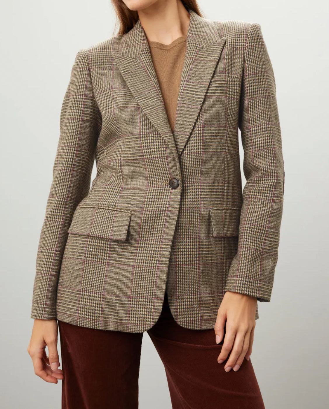 Derek Lam 10 Crosby Madalyn Single Breasted Blazer - Amber Green Multi