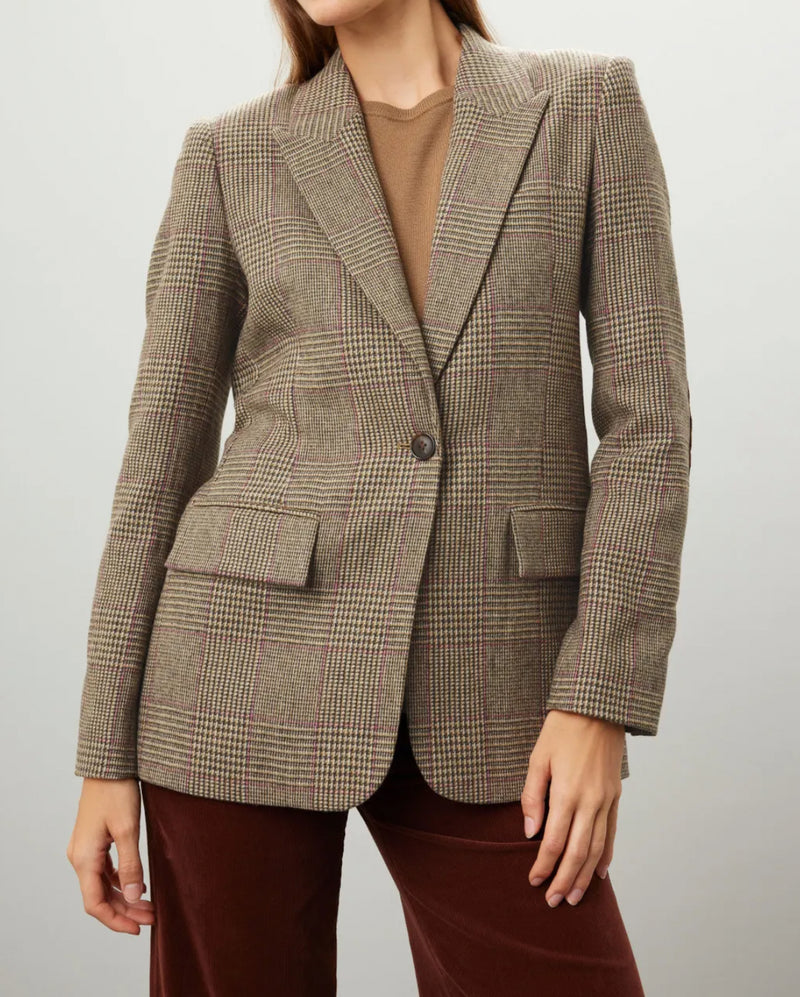 Derek Lam 10 Crosby Madalyn Single Breasted Blazer - Amber Green Multi
