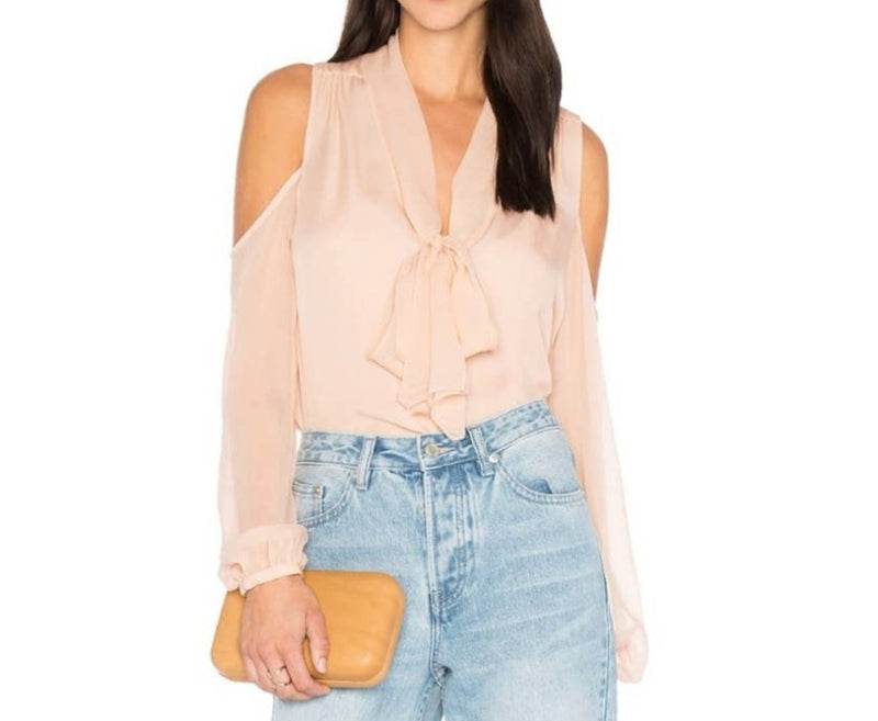 haute hippie The Vida Cold Shoulder Blouse - Pale Pink