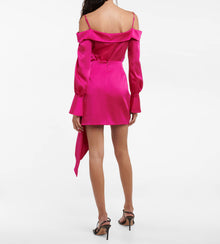 SIMKHAI Mae Draped Satin Mini Skirt - Bougainvillea