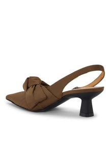 GANNI Soft Bow Slingback Pumps - Chicory Coffee