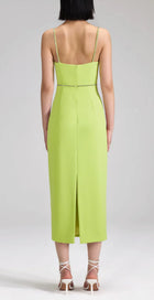 Self-Portrait Crepe Bow Midi Dress - Lime