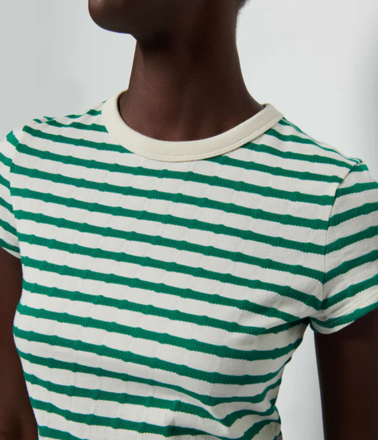 Nation Ltd Laurence Tee - Verdant Green Stripe