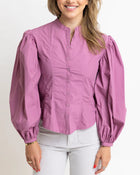 Karlie Clothes Solid Poplin Button Top - Purple