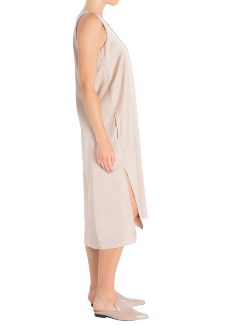 Elaine Kim Tabitha Cupro V Neck Dress - Shell