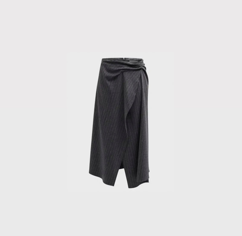 A.L.C. Clara Pinstripe Midi Wrap Skirt - Grey