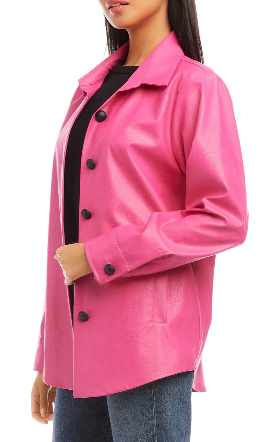 Fifteen Twenty City Faux Leather Jacket - Hot Pink