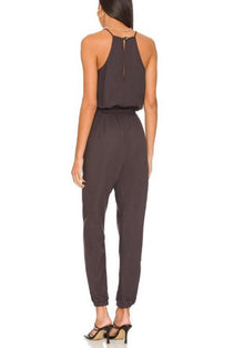 Monrow Woven Mix Jumpsuit - Faded Black