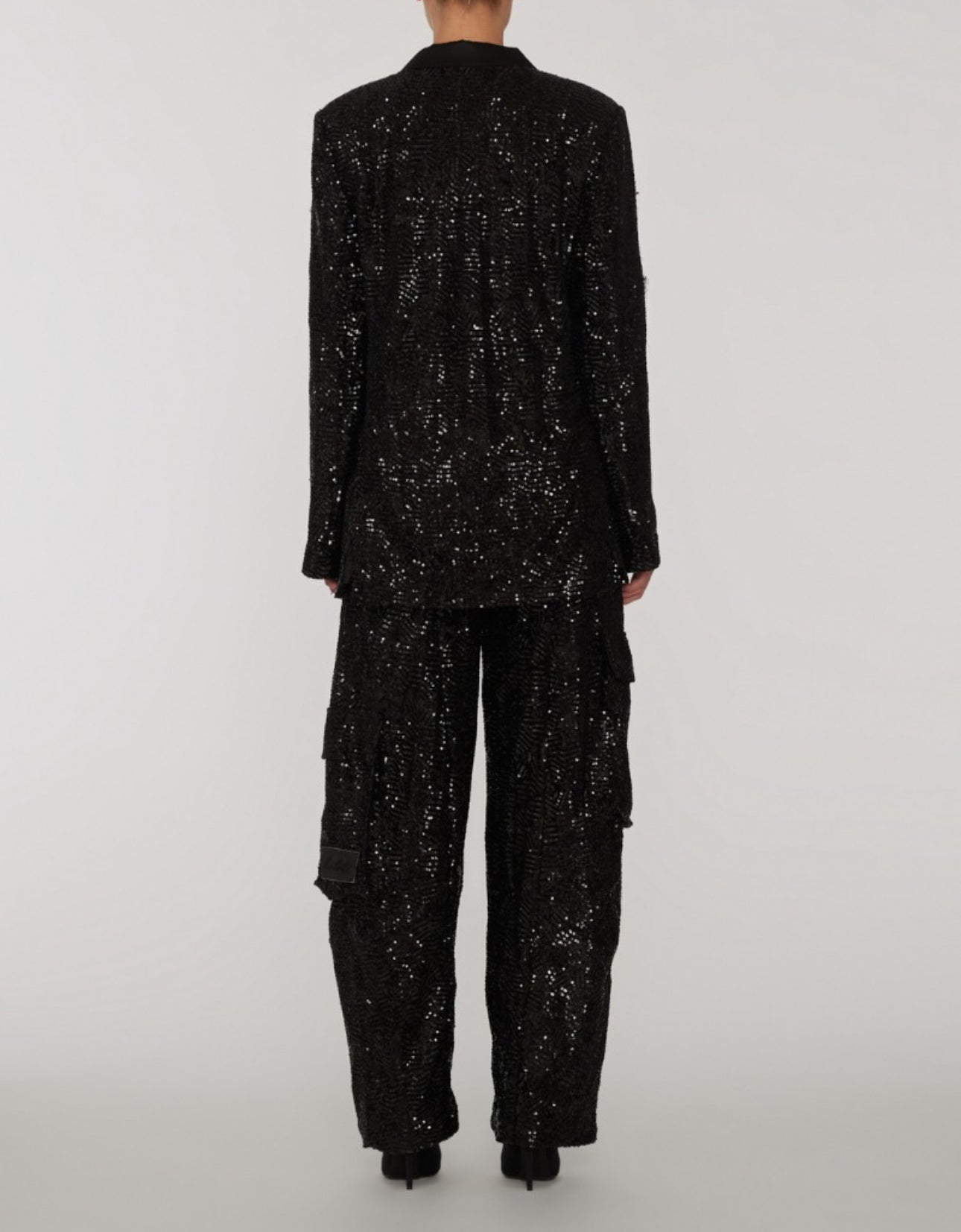 Rotate Birger Christensen Sequined Straight-Leg Cargo Pants - Black