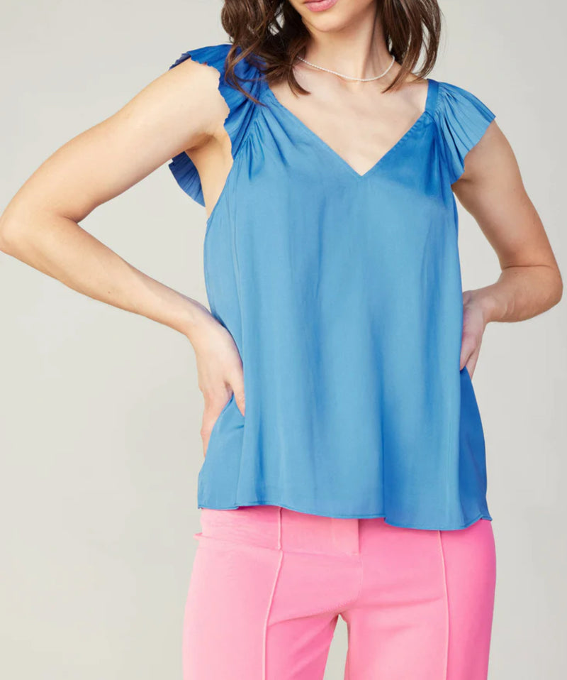 Current Air Sweetheart Neck Tank Top - Faded Blue