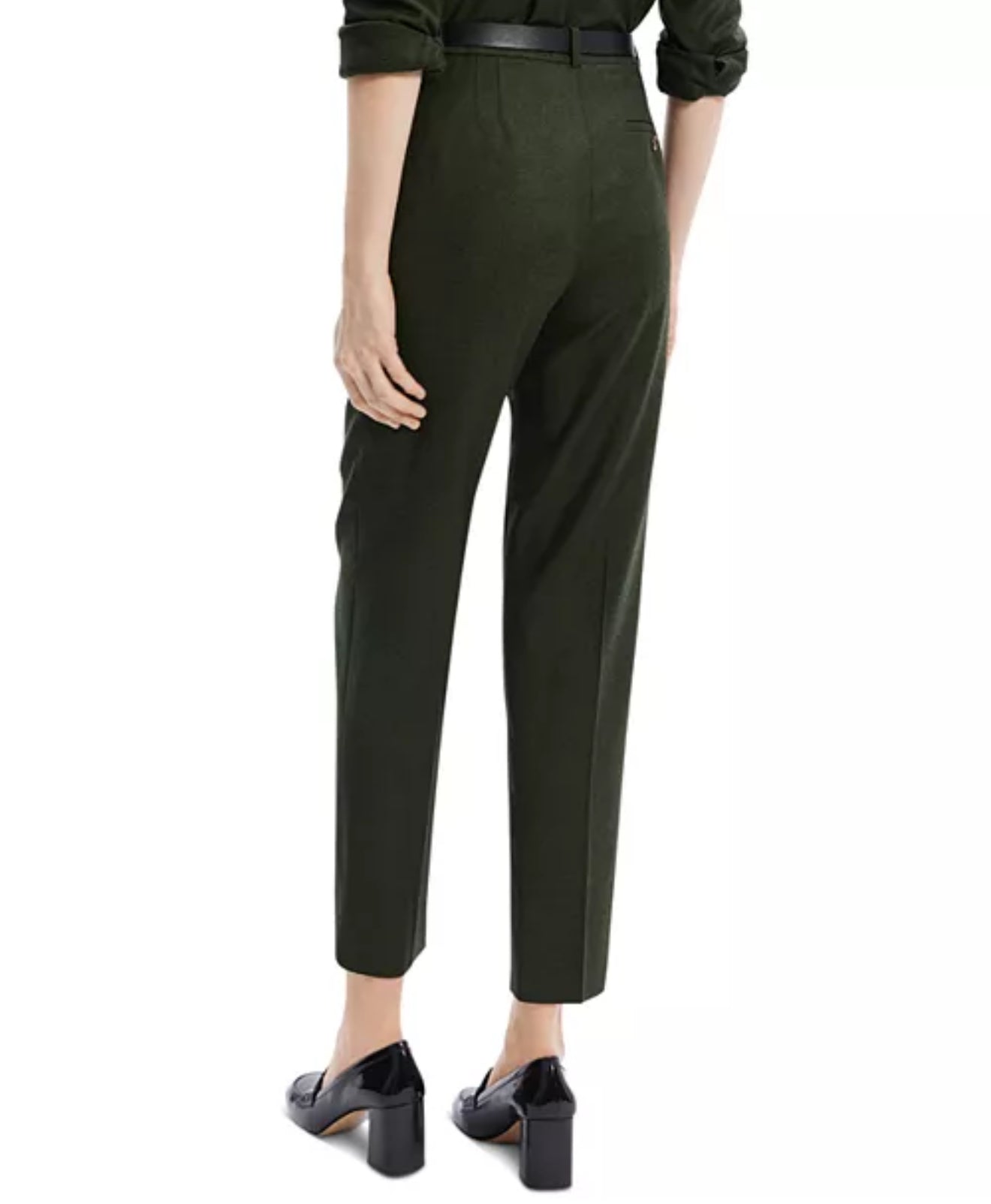 Theory Wool Tapered Pants - Hunter Green Melange