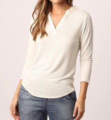 Another love Avalyn Opeb Henley Quarter Sleeve Tee - Vintage Cream