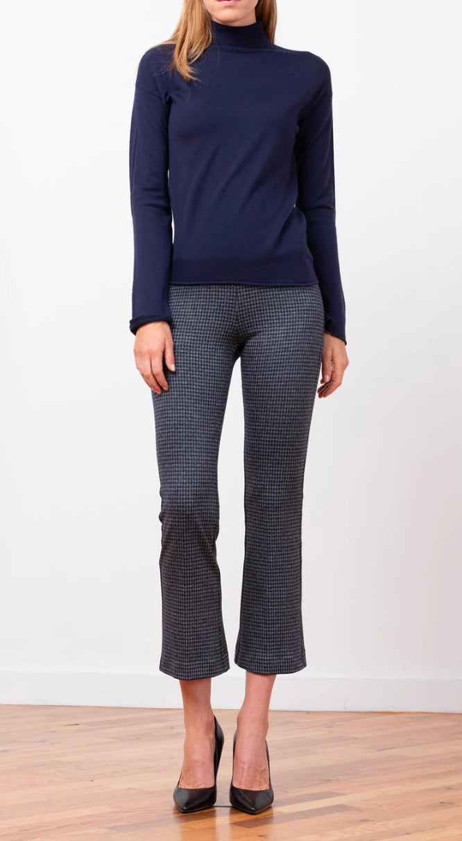 Avenue Montaigne Leo Crop - Houndstooth Navy