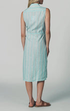 The Shirt by Rochelle Behrens The Sleeveless Drawstring Dress - Mint Stripe