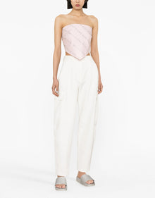 Rotate Birger Christensen Sunday Crystal Embellished Logo Bandana Top - Blush