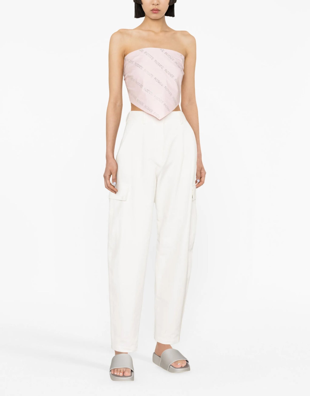 Rotate Birger Christensen Sunday Crystal Embellished Logo Bandana Top - Blush