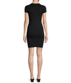 ATM Pima Cotton Stretch Cross Front T-Shirt Dress - Black