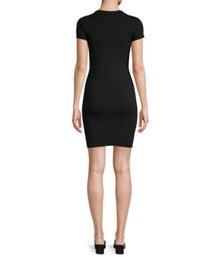 ATM Pima Cotton Stretch Cross Front T-Shirt Dress - Black