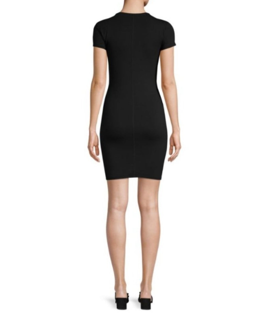 ATM Pima Cotton Stretch Cross Front T-Shirt Dress - Black
