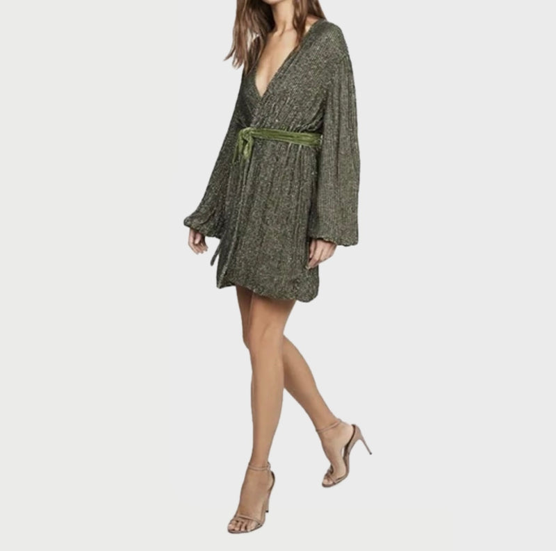 Retrofête Gabrielle Sequined Dress - Army Green