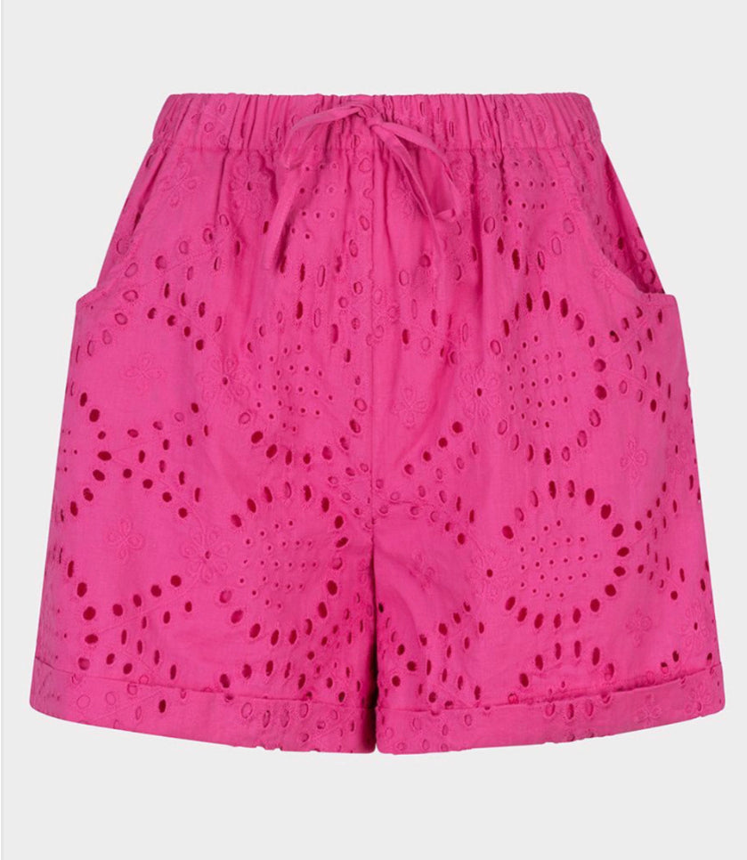 Esqualo Drawstring Eyelet Shorts - Hot Pink