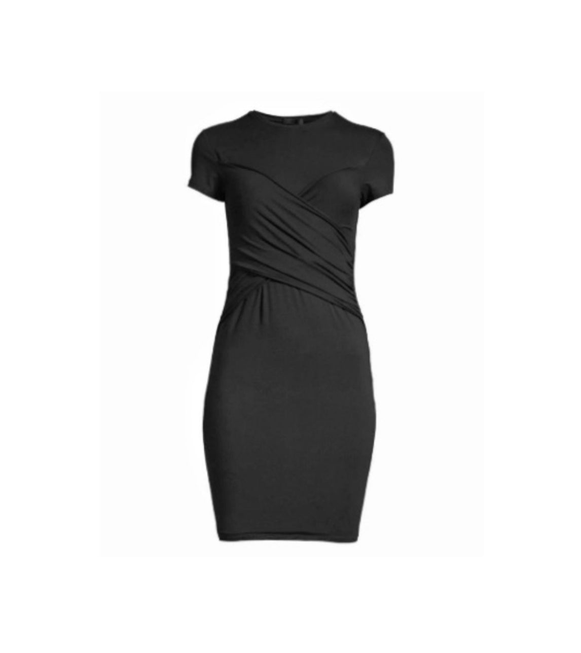 ATM Pima Cotton Stretch Cross Front T-Shirt Dress - Black