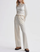 Varley Ravena Rib Knit High Neck Top - Egret