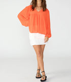 Sanctuary Wide Sleeve Blouse - Blood Orange