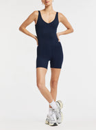 Bandier V-Neck Tempo Short Catsuit - Navy Blazer